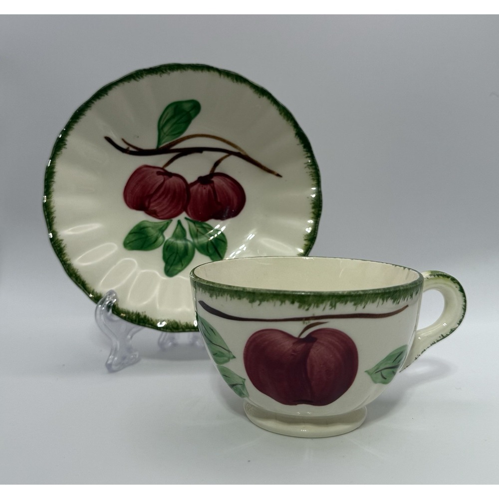 Vintage Blue Ridge Pottery Cup & Saucer Set Apple Berry